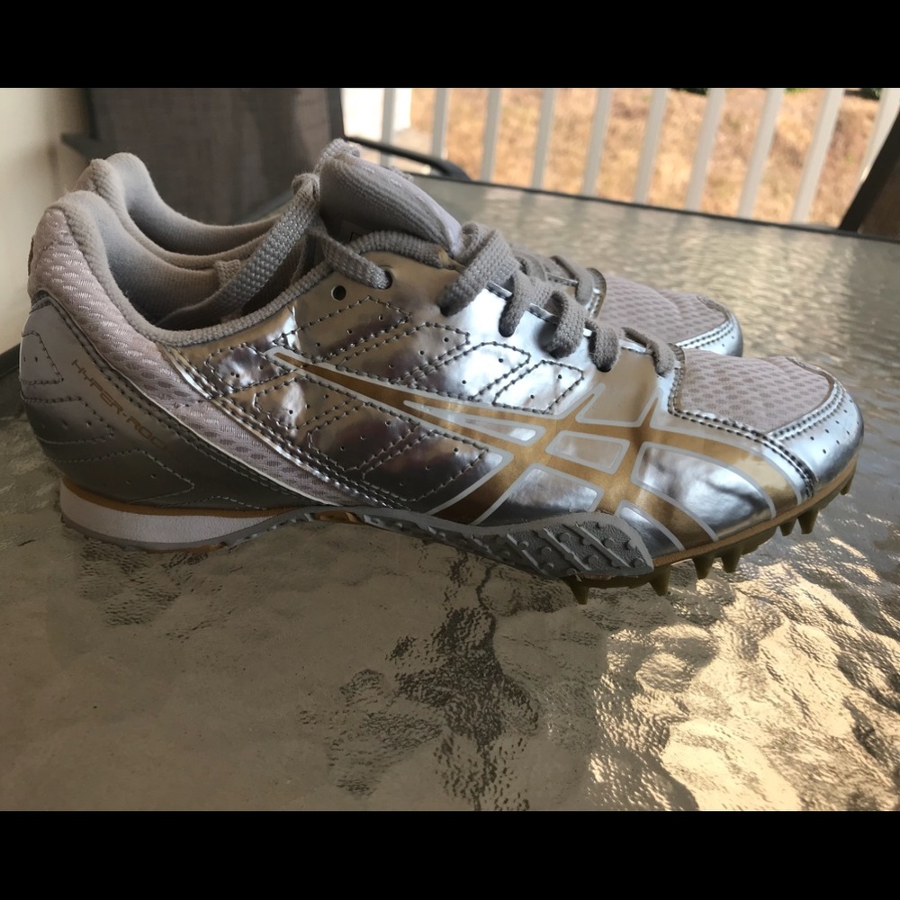 Well loved Silver Asics Track Shoes